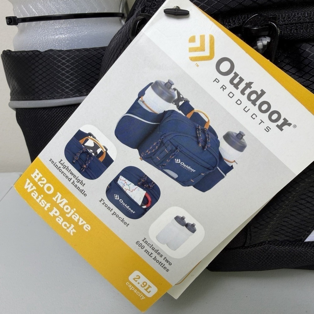Outdoor Products H2O Mojave Waist Pack Black Hydration Belt with 2 Water Bottles - Picture 2 of 15